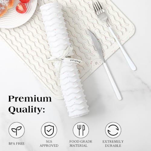 CAKETIME 2 Pack Silicone Dish Drying Mats - Waterproof, Heat Resistant Kitchen Accessories