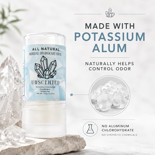 G.B.S. Natural Crystal Potassium Alum Deodorant Stick - Unscented 4.25 oz