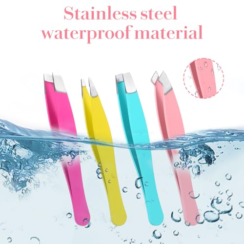 4-Pack Mini Tweezers Set for Eyebrows & Facial Hair Removal