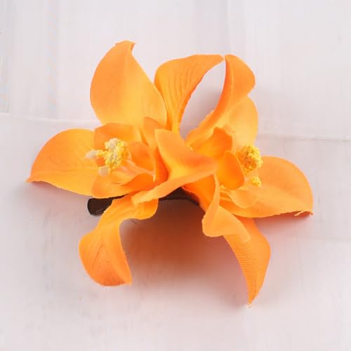 HONGCAUP Tropical Orchid Hair Clips Set - 5 Colors, Bohemian Beach Wedding Accessories