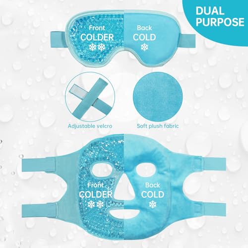ZNÖCUETÖD Blue Cooling Mask Ice Pack for Face & Eyes - Hot/Cold Compress