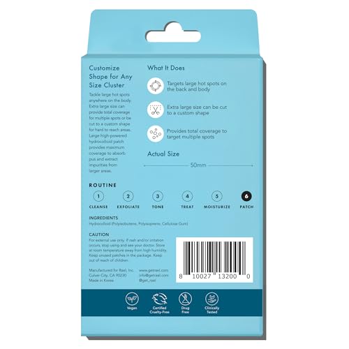 Rael Miracle XL Hydrocolloid Pimple Patches - 8 Ct for Large Blemishes