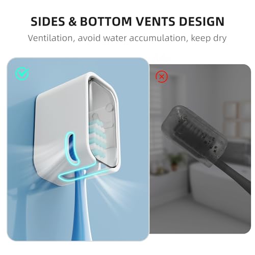 GONGQIN Grey 4 Pack Electric Toothbrush Covers Travel & Wall Mount