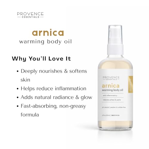 Provence Essentials Arnica Warming Body Oil - Natural Massage Oil, 4 fl oz