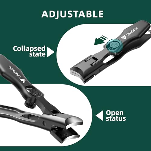 VANWIN Black Heavy Duty Nail Clippers for Thick Nails, Safe Wide Jaw Opening