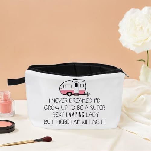 Super Sexy Camping Lady Makeup Bag - Compact Zipper Pouch