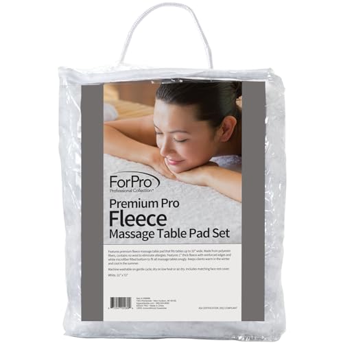 ForPro Premium Fleece Massage Table Pad Set - Extra Soft White, 31" x 72"
