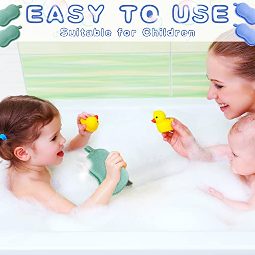 Tatuo 4 Pcs Baby Bath Sponge Set - Soft Shower Sponges in Green & Blue
