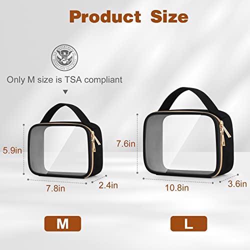 Wedama Clear Toiletry Bag Set, 2-Pack Medium & Large PVC Travel Organizer