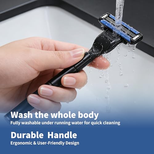 FYNEDGE 2 Handles + 12 Razor Refills with Pivoting Head – Men’s 3-Blade Shaving Set