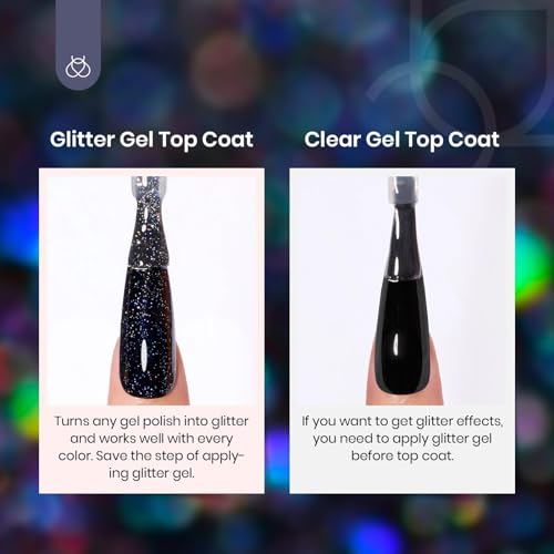 Beetles Iridescent Silver Glitter Gel Top Coat 10ml