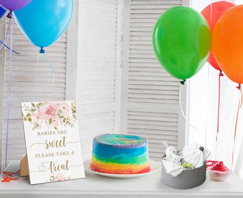 Floral Wooden Baby Shower Sign - 8x11 Inches Tabletop Decor