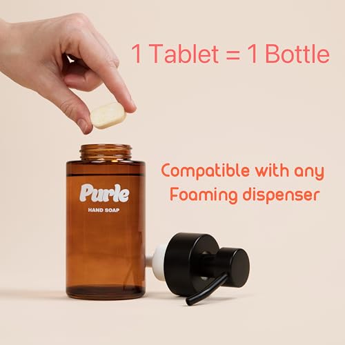 Purle Lemon Foaming Hand Soap Refill Tablets - Eco-Friendly, Reusable Dispenser, 12 Pack