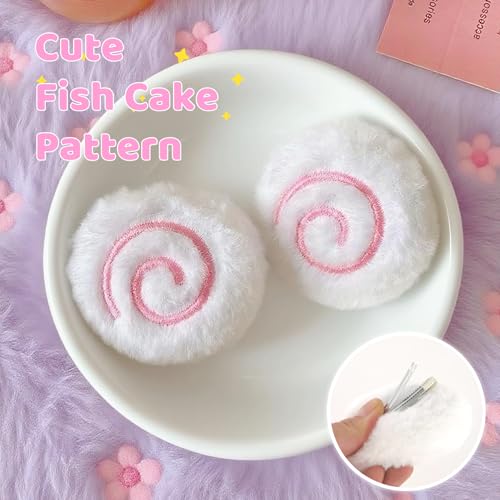 White Fish Cake Hair Clips - Cute Plush Accessories for Women