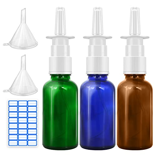 Cupohus 30ml Glass Nasal Spray Bottles, 3-Pack Leak-Proof Travel Atomizers