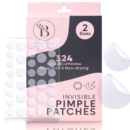 BLOOMORA Hydrocolloid Pimple Patches - 324 Count, Clear & Discreet