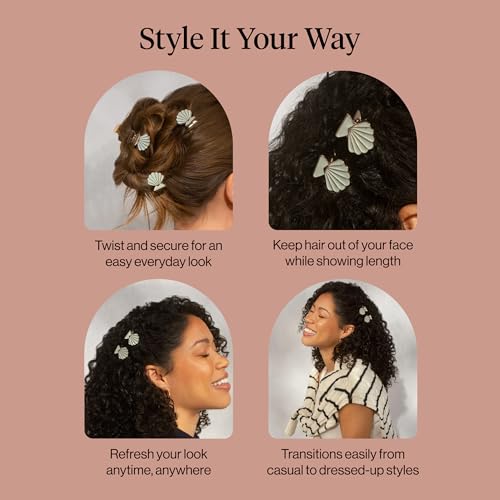Small Gold and Pearl Clam Shell Hair Clips for Women - 2 Pack