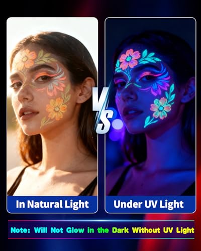 Oiomniv Glow in The Dark Face Paint Markers - 10 Multicolor Neon Pens