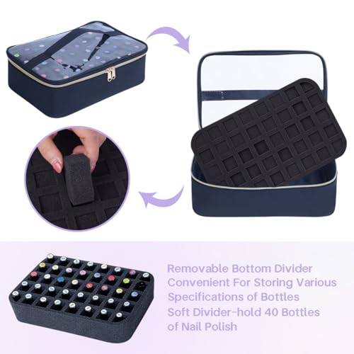 UOZL Black Handle Nail Polish Organizer Case for 40 Bottles