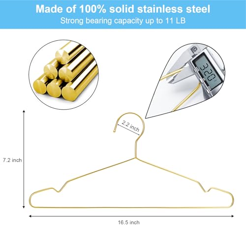 Heavy Duty Stainless Steel Clothes Hangers - 10 Pack Ultra Thin Space Saving Design