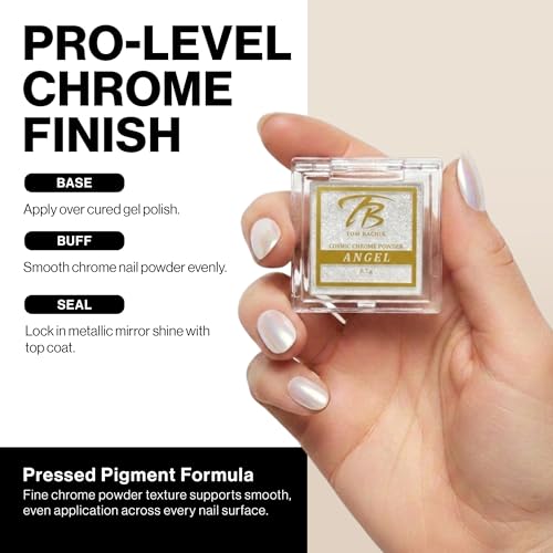 Bachik Cosmic Chrome Nail Powder - Holographic Angel Finish for Gel Nails