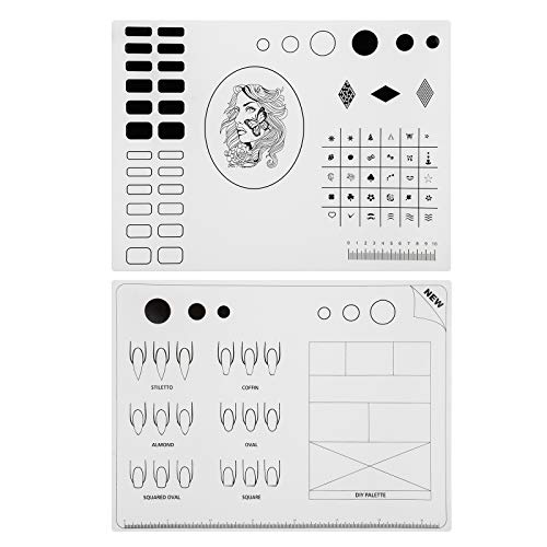 Segbeauty Diamond Style Acrylic Nail Training Mats 2pcs - Flexible Silicone Practice Pads for Nail Art