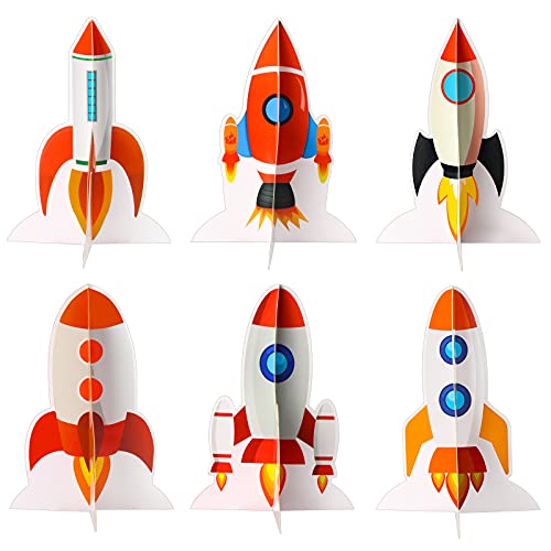 Yewong 6-Piece Outer Space Rocket Centerpieces for Parties