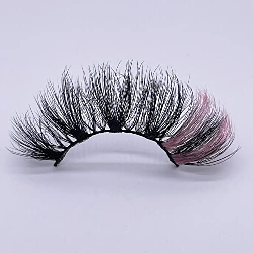 Pink-18mm Miss Kiss Black and Pink Faux Mink Lashes, Reusable, No Glitter