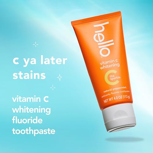hello Vitamin C Whitening Toothpaste with Fluoride - 2 Pack, Natural Peppermint, SLS Free