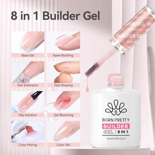 BORN PRETTY 8-in-1 Builder Gel - Pink Nail Extension & Strengthener