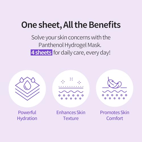 COSNORI Panthenol Hydrogel Mask 4 Pack - Calming & Hydrating Facial Mask for Sensitive Skin