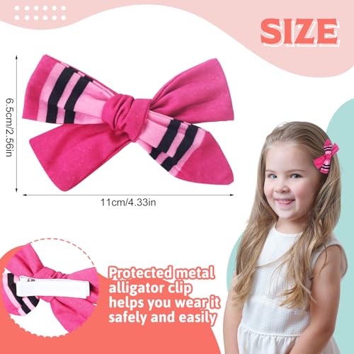 8 Pcs Crayon Pencil Hair Bow Clips - Colorful Back to School Hair Accessories