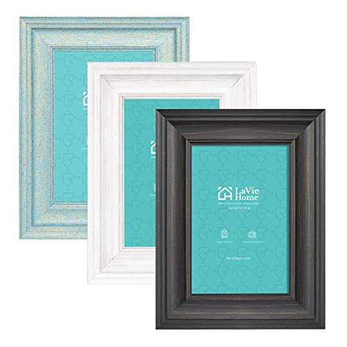 Rustic 4x6 Picture Frames Set - 3 Assorted Color Photo Frames