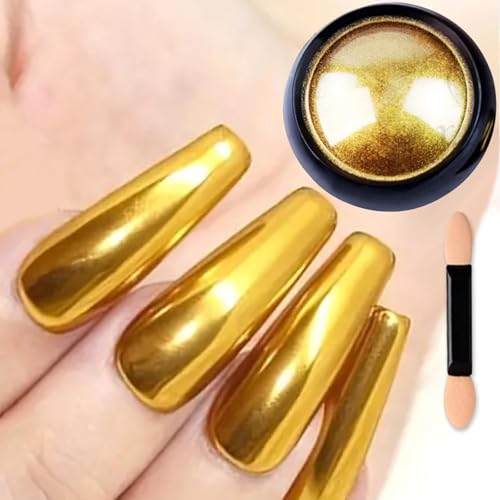 Gold & Silver Chrome Nail Powder Set - Glitter Pigment Kit