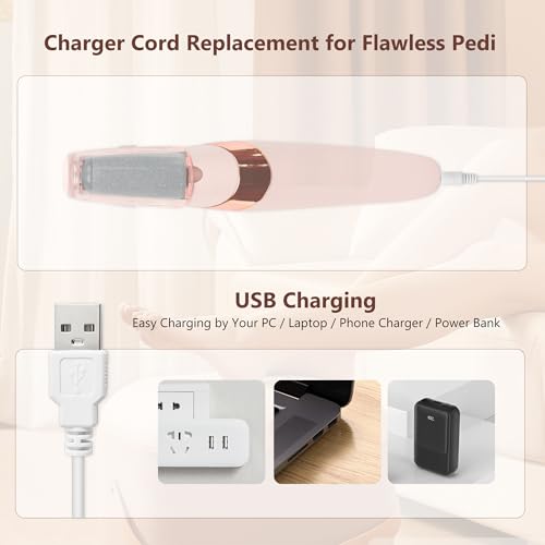 Replacement USB to DC Charger Cable for Finishing Touch Flawless Pedi - 2 Pack