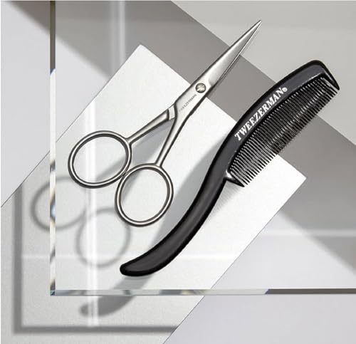 Tweezerman Moustache Scissors and Comb Set - Precision Stainless Steel