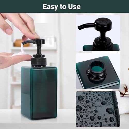 Suream Peacock Blue 3-Pack 15oz Refillable Shampoo & Conditioner Bottles, Eco-Friendly Pump Dispensers, Leak-Proof Bathroom & Travel Use