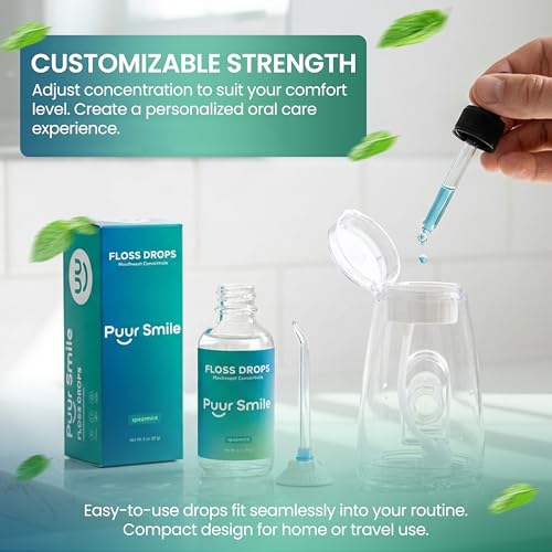 Puur Smile Concentrated Floss Drop Serum, Spearmint - 2oz Water Flosser Additive
