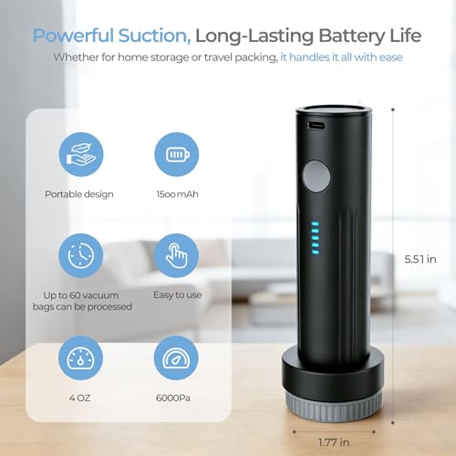 HOMOH Cordless Electric Vacuum Pump for Travel Storage Bags