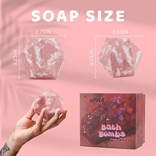 Large D20 Bath Bomb with Surprise Polyhedral Dice | Dragon Blood Scent & Skin-Friendly Ingredients