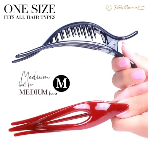 Classic 6 Pcs Flat Claw Clips for Women - No Slip, Medium Size