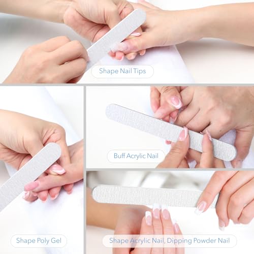 GAZEPLUS 10 PCS Professional Nail Files - 7" 80/100 Grit for Acrylic & Gel