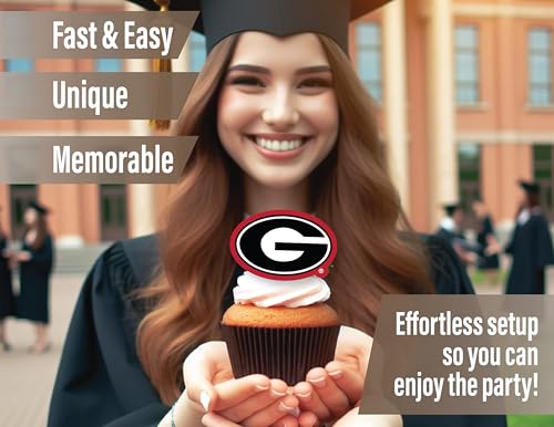 UGA Georgia Bulldog Cupcake Toppers - 24 Preassembled Party Decorations