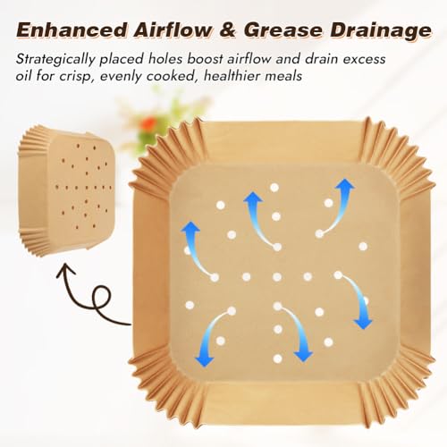 BYKITCHEN Perforated Disposable Air Fryer Liners for 5-8QT