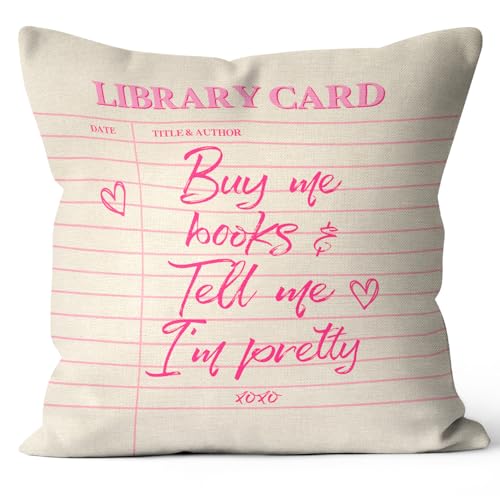 Library Card Throw Pillow Cover 18x18 | Book Lovers Gift