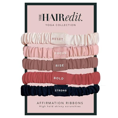 Affirmation Ribbons Scrunchies Set - Pack of 5 Multi-Colored Hair Ties