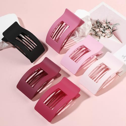 Artchita Pink Purle Flat Hair Clips for Women 6 Pack Strong Hold Non-Slip Barrettes