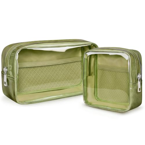 2-Piece Clear Makeup Bag Set - Waterproof PVC Travel Toiletry Organizer