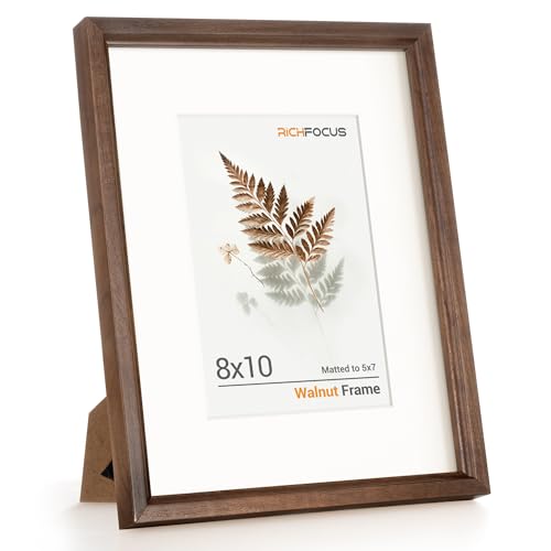 Natural Walnut Wood 8x10 Picture Frame with Glass - Tabletop or Wall Display