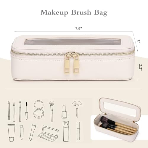 Pinkmik Slim Clear Makeup Brush Bag - Waterproof Travel Cosmetic Case